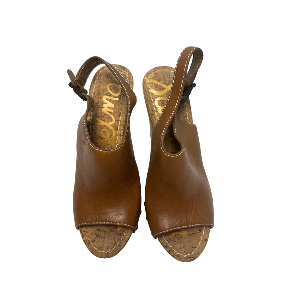 Sam Edelman Camilla wedge sandals tan leather and studded details Size 8